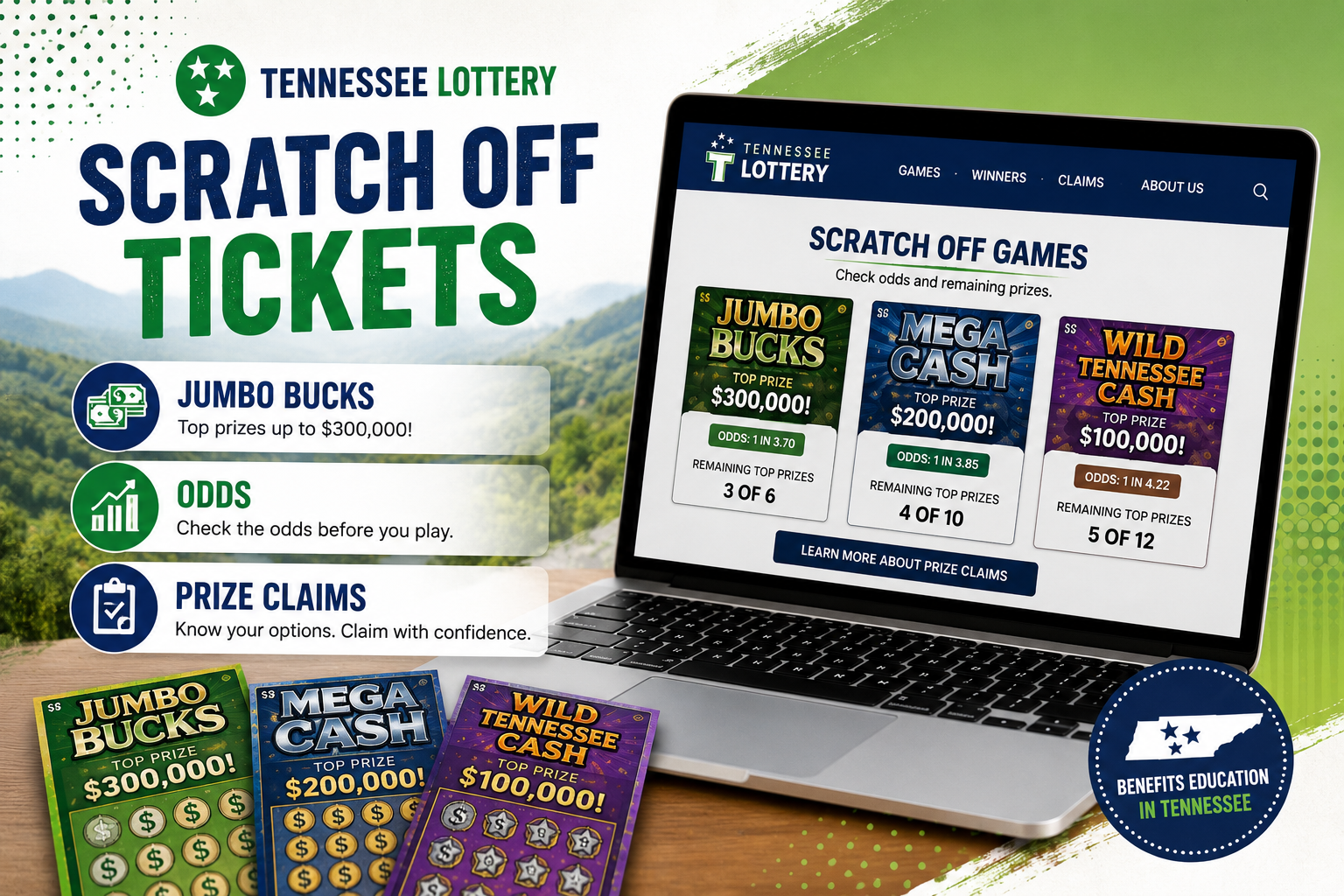 Tennessee Scratch Off Tickets: Jumbo Bucks, Odds & Prize Claims